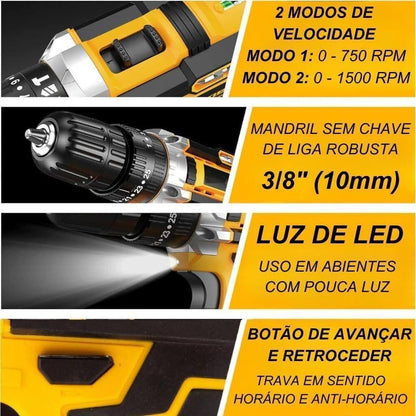 MasterDrill 21V – Parafusadeira/Furadeira com Kit Completo