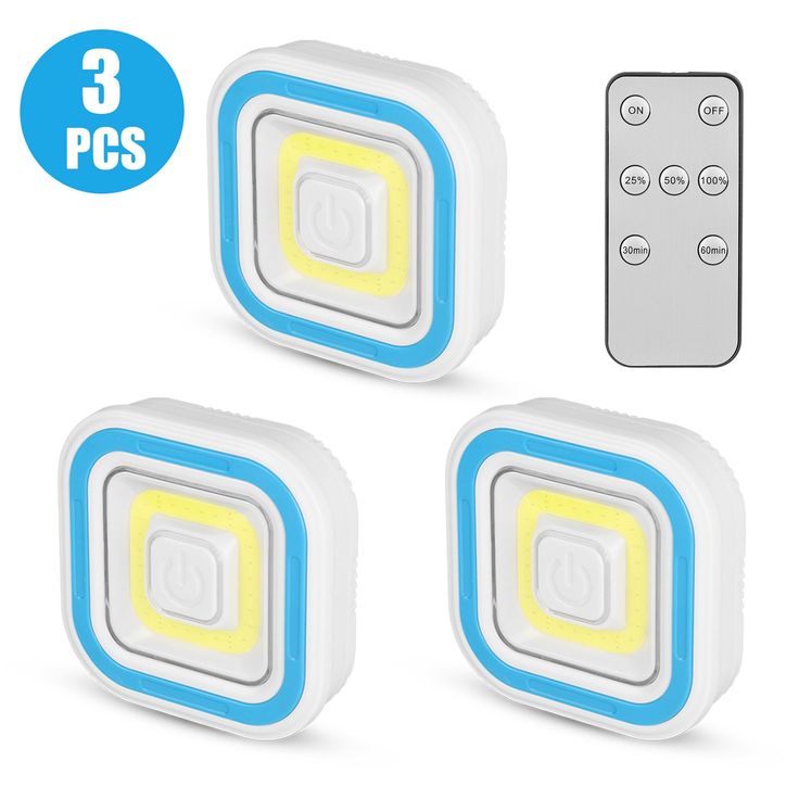 Conjunto de luzes led sem fios  com controle remoto (3 unidades)